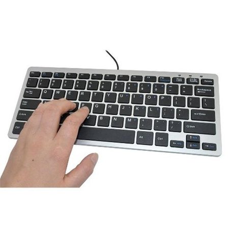 IKKEGOL IKKEGOL 10085BW Mini USB Slim Wired 78 Key Small Super Thin Compact Keyboard; Black & Silver 10085BW
